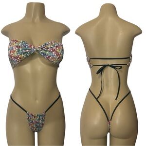Colorful Strapless Bikini Set